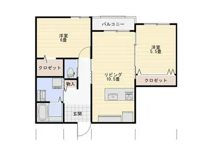 クイール忠節(2LDK/2階)の間取り写真