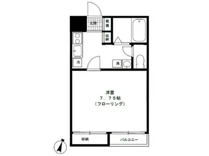 ガーデンクォーツいぶき(1K/1階)の間取り写真