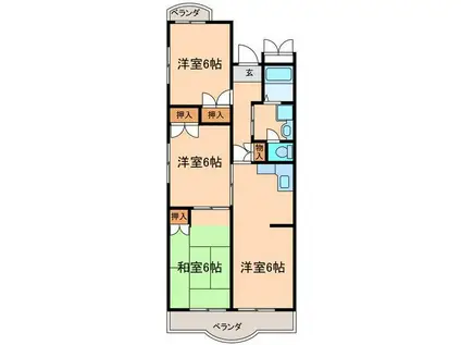 不二屋小島ハイツ(3LDK/4階)の間取り写真
