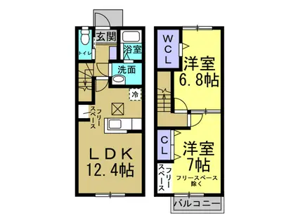 DOUX.UN COMFORT(2LDK/1階)の間取り写真