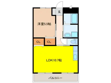 ライフシャトー(1LDK/2階)の間取り写真