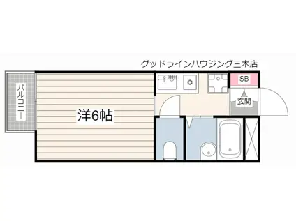 クレイドル青山II(ワンルーム/1階)の間取り写真