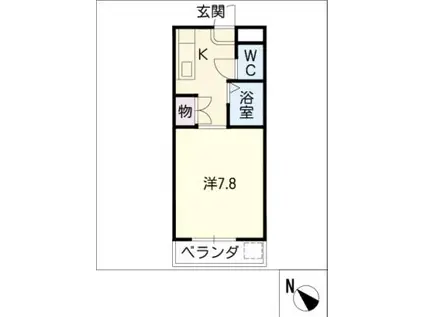 サンローヤル(1K/4階)の間取り写真