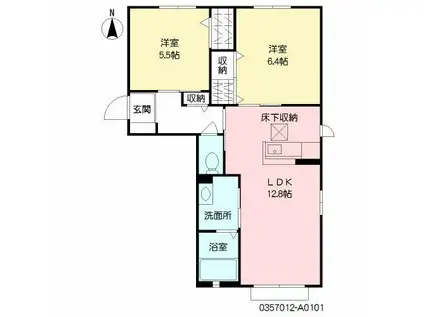 コモドヴィラ引野 (2LDK/1階)の間取り写真
