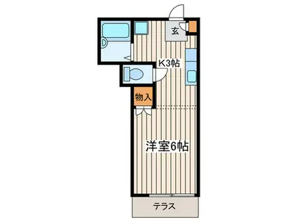 Dフラット(1K/1階)の間取り写真