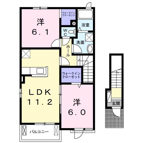 フラン・シェーネ(2LDK/2階)の間取り写真