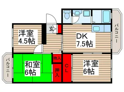 メゾンコグレ(3DK/1階)の間取り写真