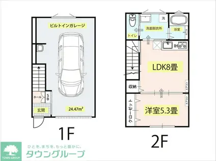 吉川ガレージハウスR2(1LDK/1階)の間取り写真