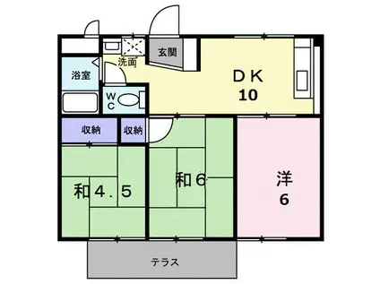 橋本コーポ(2LDK/1階)の間取り写真
