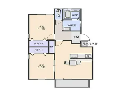 ハンナンハイツ(2LDK/2階)の間取り写真