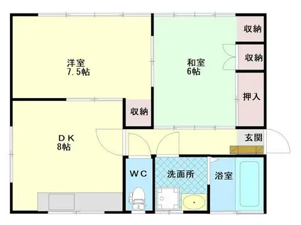 ハイツ紫苑(2DK/1階)の間取り写真