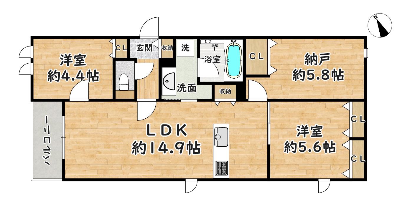 VIVRE3苦楽園(2SLDK/1階)の間取り写真