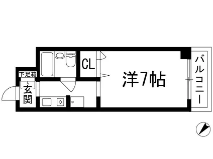 ロイヤル伊丹(1K/1階)の間取り写真