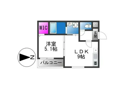 フジパレス花園中央公園南II番館(1LDK/3階)の間取り写真