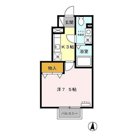 メゾンアスティオス(1K/1階)の間取り写真