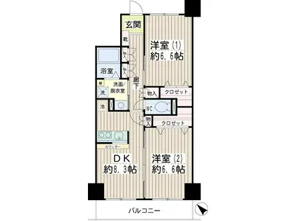 スカイ61(2DK/3階)の間取り写真