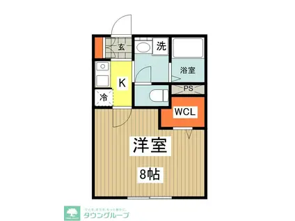 アルカサールII(1K/1階)の間取り写真