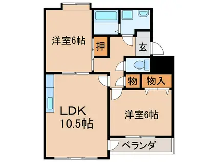 プリミエール勝川(2LDK/3階)の間取り写真