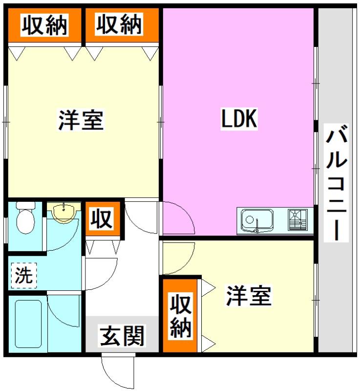 大内田ビルNO2(2LDK/3階)の間取り写真
