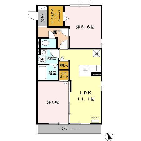 メゾンアリア(2LDK/1階)の間取り写真