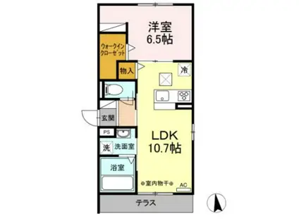 マーメゾン 東田中(1LDK/1階)の間取り写真