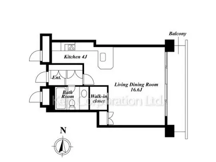 ベルファース芝公園(1K/14階)の間取り写真