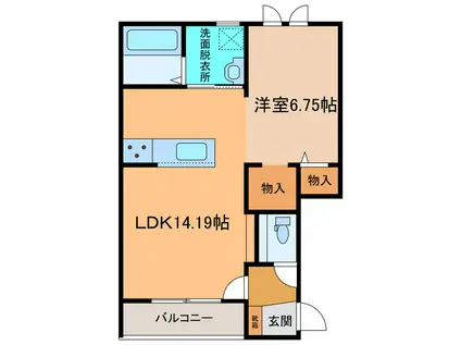 BLANC 934B(1LDK/3階)の間取り写真