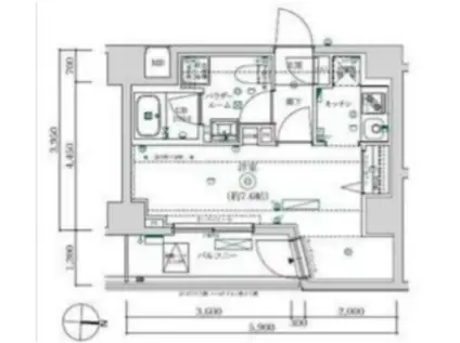 マキシヴ武蔵新城トレ(1K/6階)の間取り写真