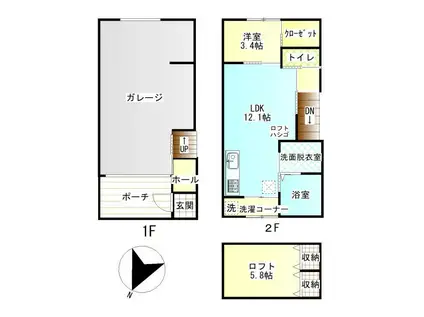 Yベース I(2LDK/1階)の間取り写真