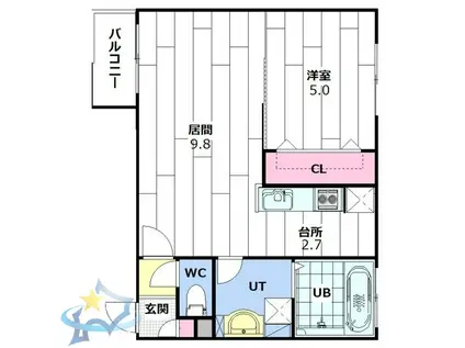 ANGE-ROSE(1LDK/4階)の間取り写真