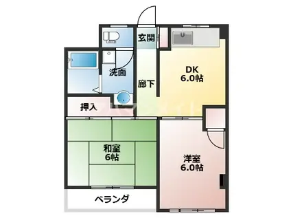 フラットスズキ(2DK/3階)の間取り写真