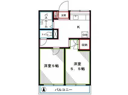 クラウディII(2K/2階)の間取り写真