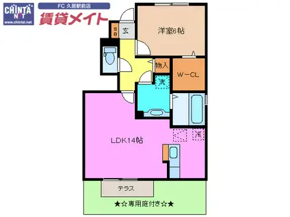 プリムローズ(1LDK/1階)の間取り写真