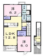 ミルト I(2LDK/2階)の間取り写真