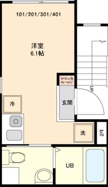 アイリス洗足(ワンルーム/1階)の間取り写真