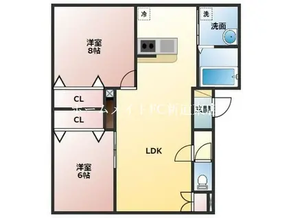 SANTUARIO II(2LDK/1階)の間取り写真