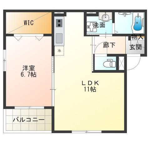 ロチェスドール(1LDK/1階)の間取り写真