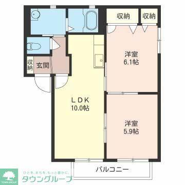 デルニエA(2LDK/2階)の間取り写真