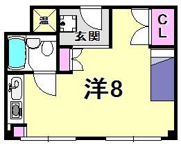 エルマーナ香枦園(ワンルーム/4階)の間取り写真