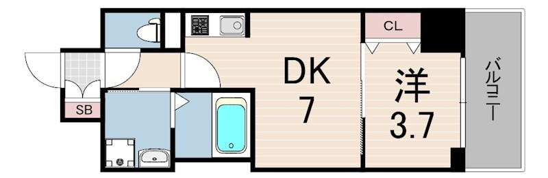 レオンコンフォート神戸駅前(1DK/13階)の間取り写真