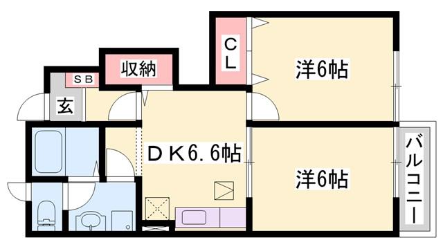 エピーメロンハウス(2DK/1階)の間取り写真