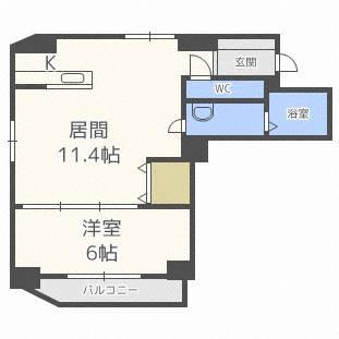 S-FORT南郷通(1LDK/2階)の間取り写真