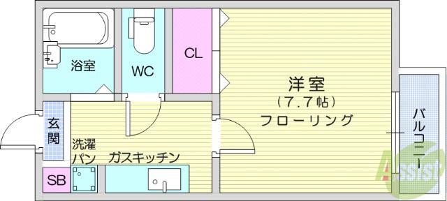 グランドール虹(1K/1階)の間取り写真