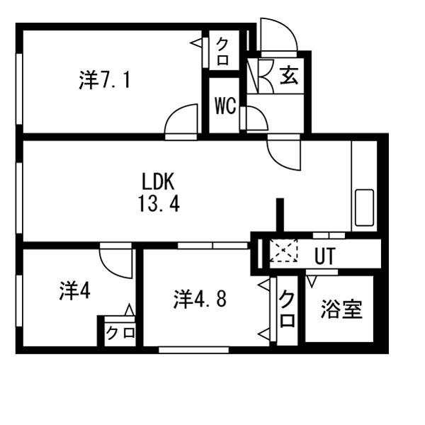 NOBLE CHARMANT元町(3LDK/1階)の間取り写真