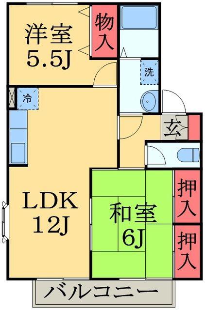 メゾン・ボナールF(2LDK/2階)の間取り写真