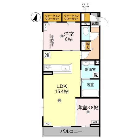 グランヴェールVII(2LDK/2階)の間取り写真