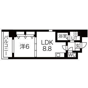ランドルチェ大須(1LDK/6階)の間取り写真