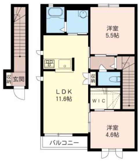 ポナールC(2LDK/2階)の間取り写真
