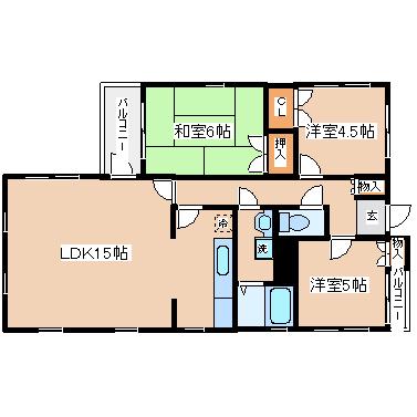 セピア前池(3LDK/1階)の間取り写真