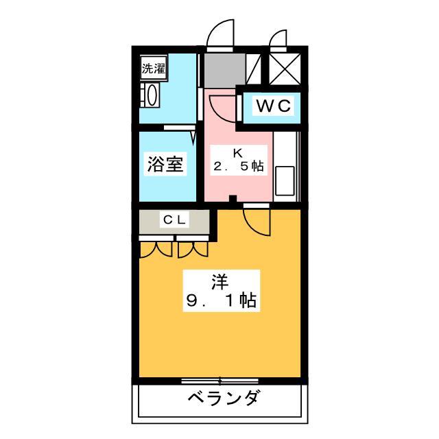 ルミエール(1K/2階)の間取り写真
